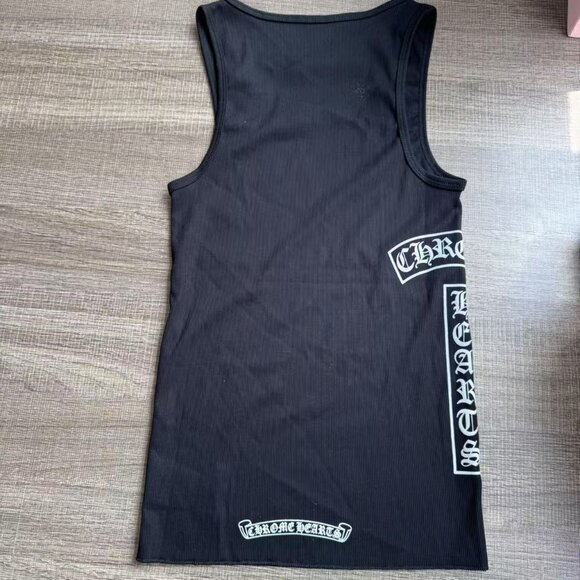 Chrome Hearts ‘T Bar’ Logo Black Ribbed Tank Top - Picture 6 of 6